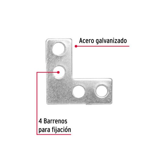 410371 41037 - Bolsa c/24 escuadras planas cantoneras 1" x 1", FIERO