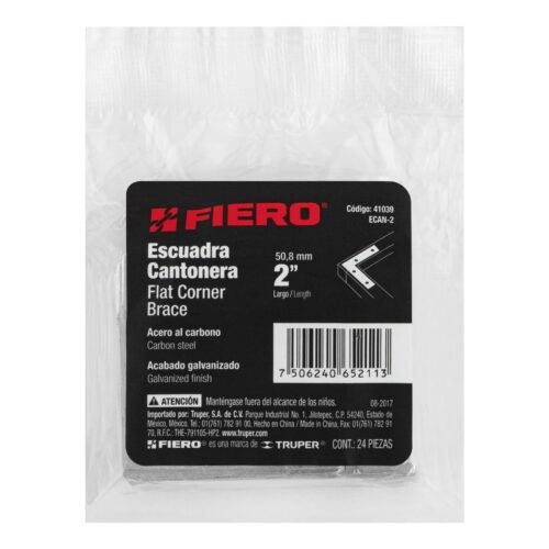 410393 41039 - Bolsa c/24 escuadras planas cantoneras 2" x 2", FIERO
