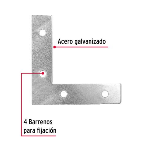 410401 41040 - Bolsa c/24 escuadras planas cantoneras 2-1/2"x2-1/2", FIERO
