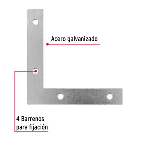 410421 41042 - Bolsa c/24 escuadras planas cantoneras 3-1/2"x3-1/2", FIERO