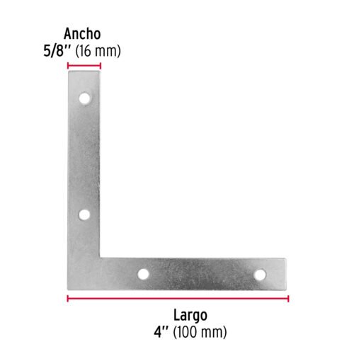 410432 41043 - Bolsa c/24 escuadras planas cantoneras 4" x 4", FIERO