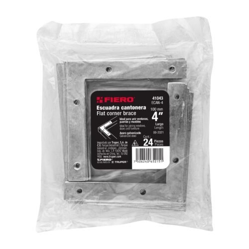 410433 41043 - Bolsa c/24 escuadras planas cantoneras 4" x 4", FIERO