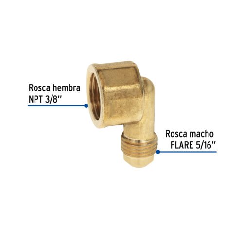 41059 - Codo para estufa a 90° de latón de 5/16" x 3/8", Foset