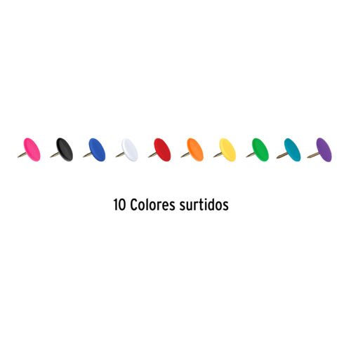 41250 - Caja con 100 chinches en 10 colores surtidos, FIERO