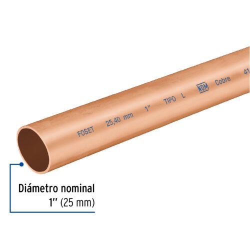 41273 41273 - Tubo rígido de cobre 1" tipo "L", 3m, 2.9kg, FOSET