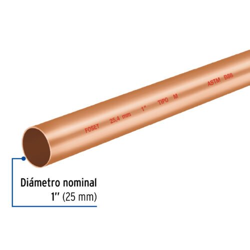 41276 41276 - Tubo rígido de cobre 1" tipo "M", 3m, 2.0kg, FOSET