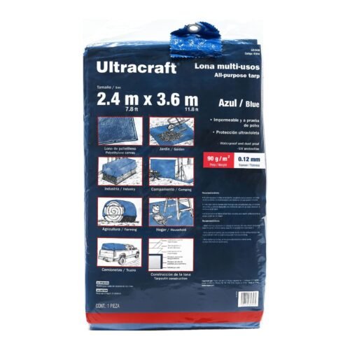 41916 - Lona de polietileno 2.4 x 3.6 m, azul, 90 g/m2, ULTRA