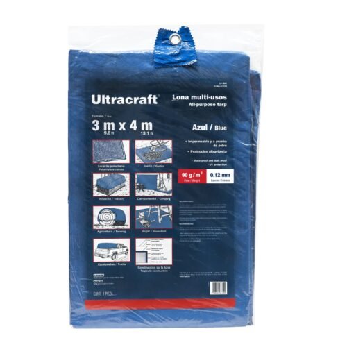 41919 - Lona de polietileno 3 x 4 m, azul, 90 g/m2, ULTRA