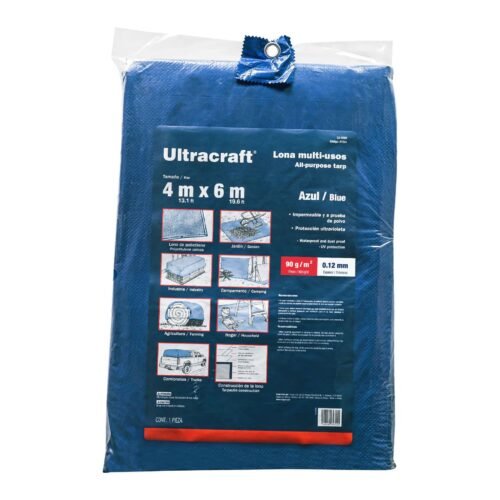 41924 - Lona de polietileno 4 x 6 m, azul, 90 g/m2, ULTRA