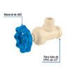 42019 - Llave angular de CPVC de 1/2" maneral volante, FOSET