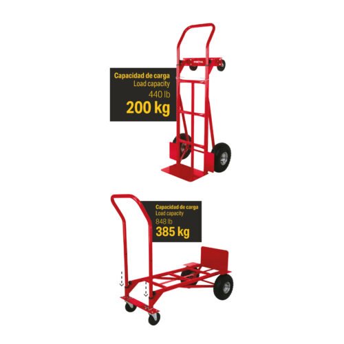 42710 - Diablo de carga de 385 kg, de plataforma, ruedas neumáticas