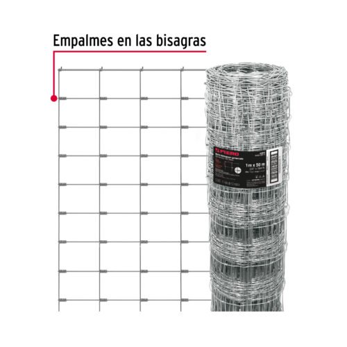 42859 - Rollo malla borreguera, 1m x 50m acero galvanizado, 23kg