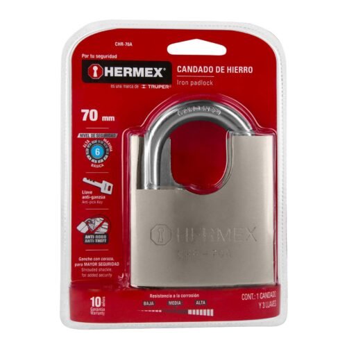 43003 - Candado de hierro 70 mm con coraza, llave anti-ganzúa
