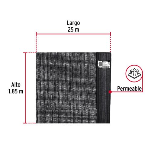 43004 - Rollo de toldo sombra 80% de 25 m x 1.85 m, FIERO