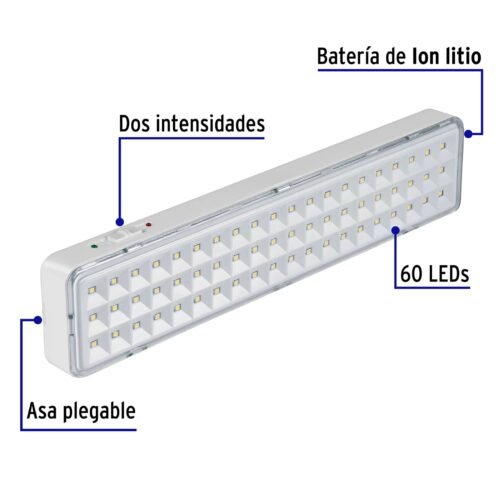 430081 43008 - Lámpara de emergencia de 60 Leds 300 lm recargable, Volteck