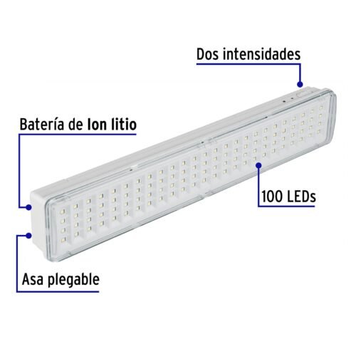 430091 43009 - Lámpara de emergencia de 100 Leds 500 lm recargable, Volteck