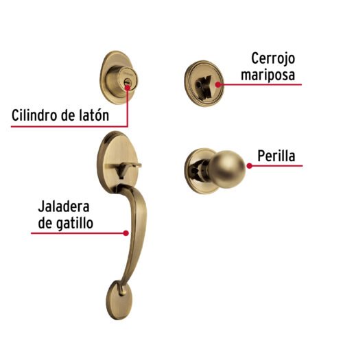 43023 - Jaladera y perilla, Lugo llave-mariposa, LA, HERMEX