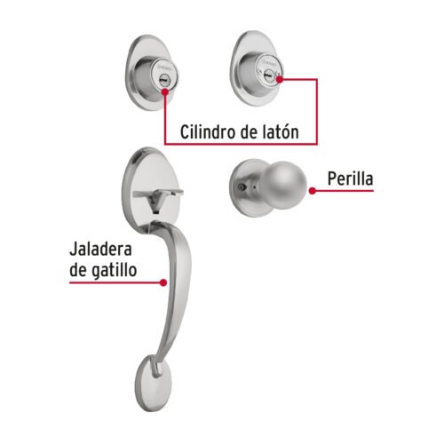 430243 43024 - Jaladera y perilla, Lugo llave-llave, cromo mate, HERMEX