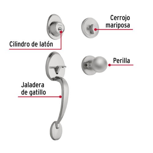 43025 - Jaladera y perilla, Lugo llave-mariposa, cromo mate, HERMEX
