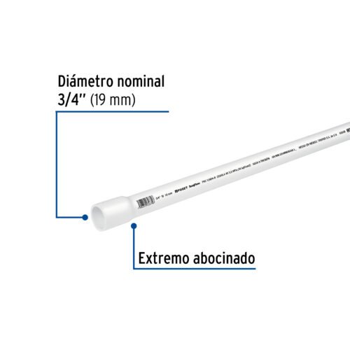 43039 - Tubo de 3/4" PVC hidráulico cédula 40, 3m, 1kg, FOSET