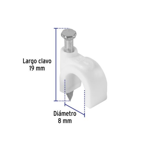 430423 43042 - Bolsa con 500 grapas blancas de 8 mm para cable redondo