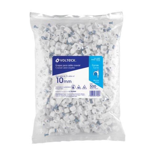 43043 - Bolsa con 500 grapas blancas de 10 mm para cable redondo