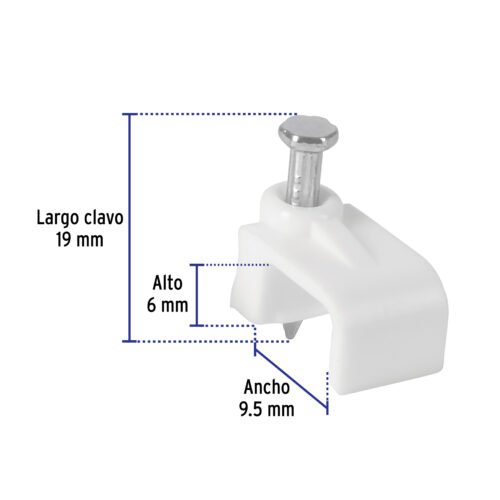430463 43046 - Bolsa con 500 grapas blancas de 6 x 9.5 mm para cable plano