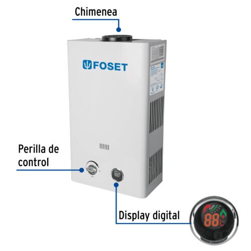43050 - Calentador instantáneo, 11L, 2 servicios, gas LP, Foset