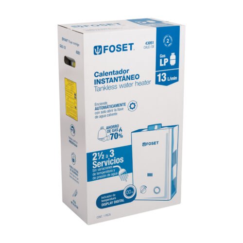 43051 - Calentador instantáneo, 13L, 3 servicios, gas LP, Foset