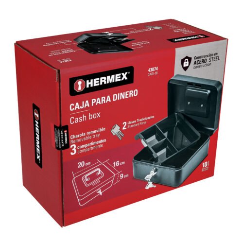 43074 - Caja para dinero, 20 cm, HERMEX