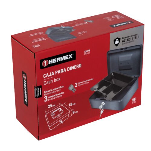 43075 - Caja para dinero, 25 cm, HERMEX