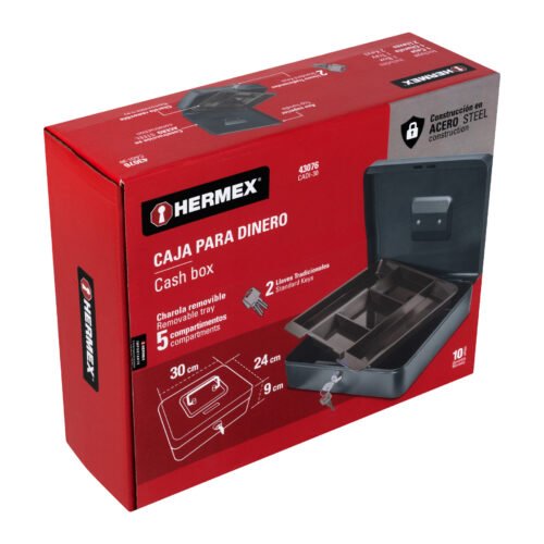 430765 43076 - Caja para dinero, 30 cm, HERMEX