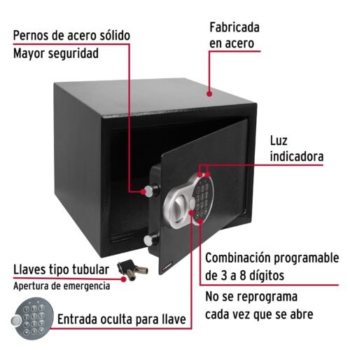 43081 - Caja de seguridad electrónica, mediana, HERMEX