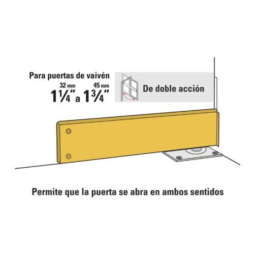 43180 - Bisagra de piso doble acción, acero latonado, HERMEX