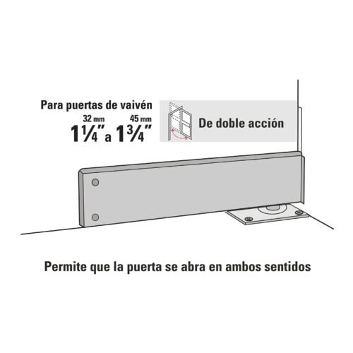 431811 43181 - Bisagra de piso doble acción, acero cromado, HERMEX