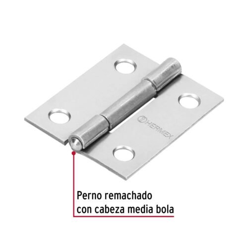 43186 - Bisagra rectangular 1-1/2" acero pulido, HERMEX