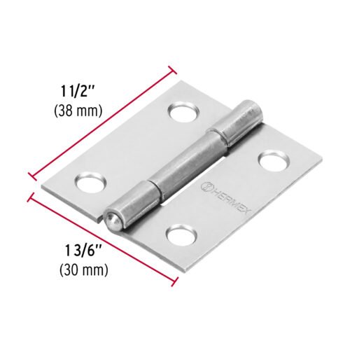 43186 - Bisagra rectangular 1-1/2" acero pulido, HERMEX