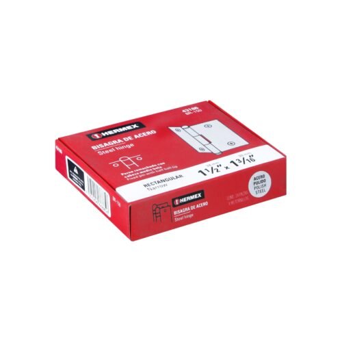 43186 - Bisagra rectangular 1-1/2" acero pulido, HERMEX