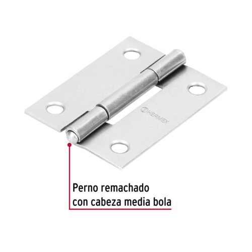43187 - Bisagra rectangular 2" acero pulido, HERMEX