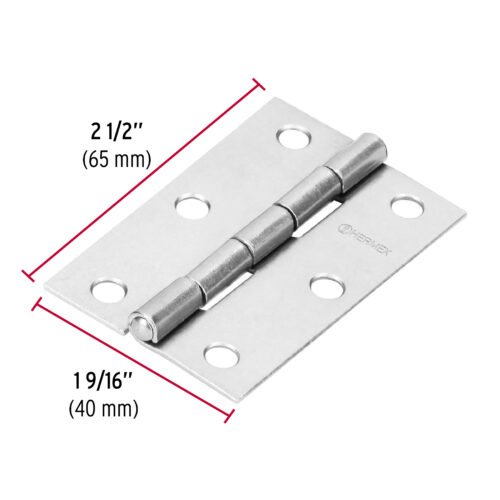 43188 - Bisagra rectangular 2-1/2" acero pulido, HERMEX