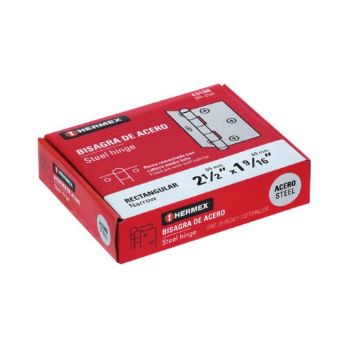 43188 - Bisagra rectangular 2-1/2" acero pulido, HERMEX