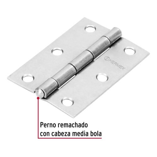 43189 - Bisagra rectangular 3" acero pulido, HERMEX