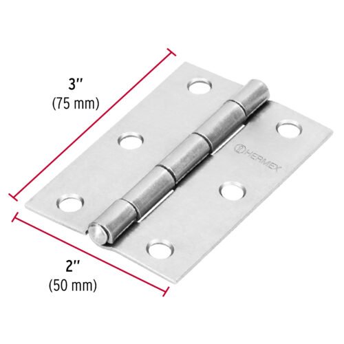 43189 - Bisagra rectangular 3" acero pulido, HERMEX