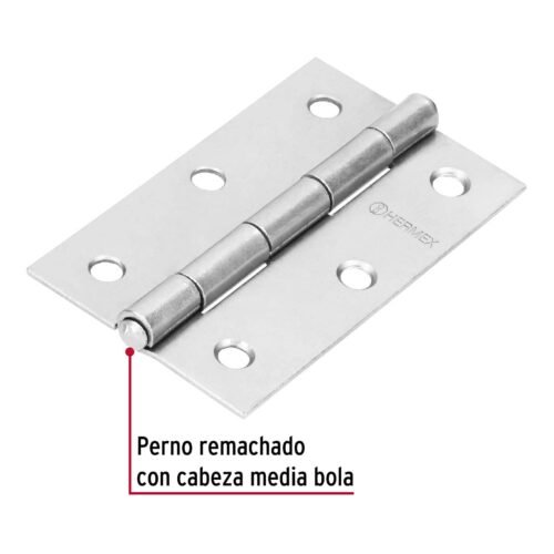 43190 - Bisagra rectangular 3-1/2" acero pulido, HERMEX