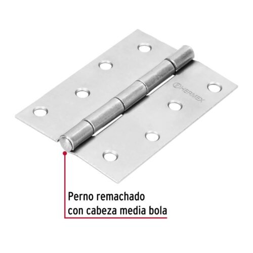 43191 - Bisagra rectangular 4" acero pulido, HERMEX