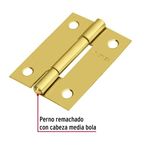 43194 - Bisagra rectangular 2" acero latonado, HERMEX