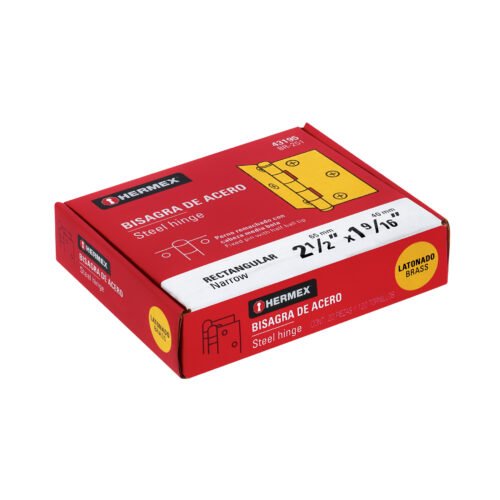 43195 - Bisagra rectangular 2-1/2" acero latonado, HERMEX