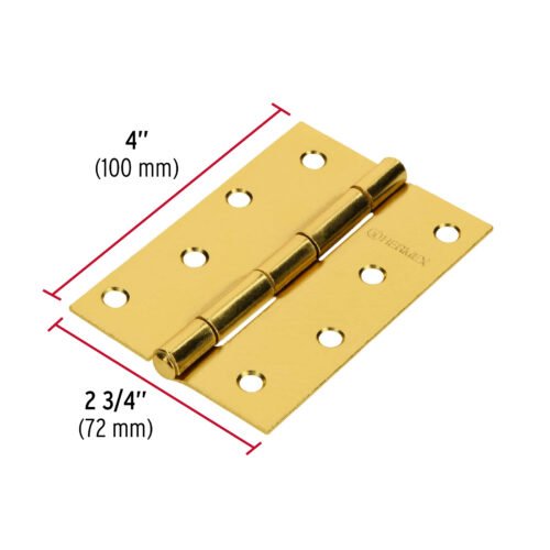 43198 - Bisagra rectangular 4" acero latonado, HERMEX