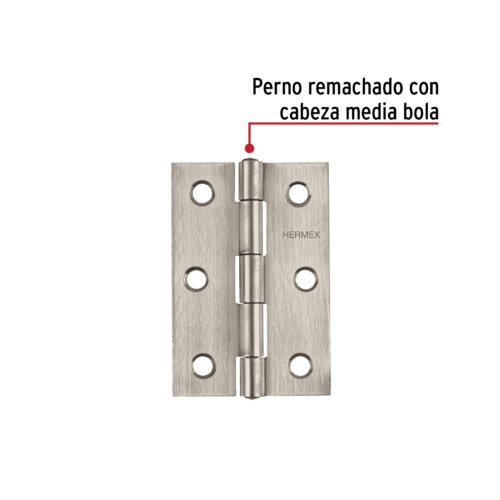 43203 - Bisagra rectangular 3" acero inoxidable, HERMEX