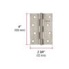 432052 43205 - Bisagra rectangular 4" acero inoxidable, HERMEX